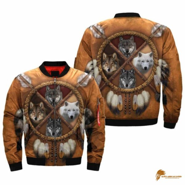 Native American 4 Wolves Dream Catcher Coat