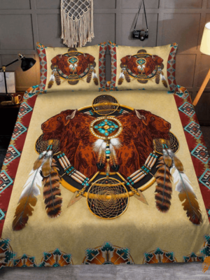 Native American Bedding Set with Brown Dreamcatcher Design