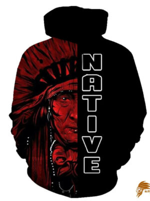 Native American Chief All Over Pattern Hoodie