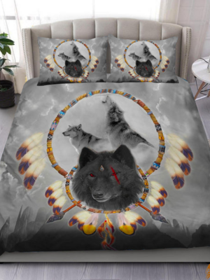 Native American Grey Wolf-themed Bedding Set