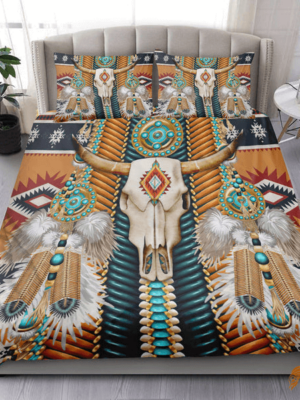 Native American Style Bedding Set with Buffalo Bones