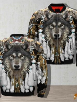 Native American Wolf Native Bomber Jacket - Authentic Style and Exceptional Coat