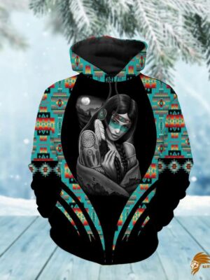 Native Girl Tribes Pattern Native American Print Hoodie