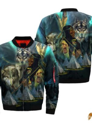 Native Wolf Heritage Design Jacket, Celebrating Native American Culture