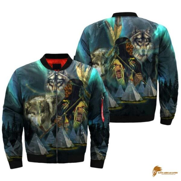 Native Wolf Heritage Design Jacket, Celebrating Native American Culture