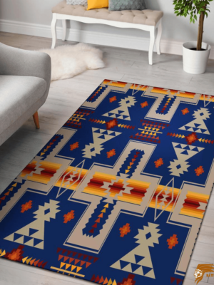 Navy Tribe Design Native American Floor Carpet