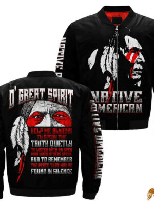 O’ Great Spirit Native Heritage Design Bomber Jacket