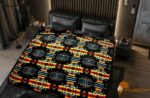 Patterned Black Reversible Royal Native Design Queen Blanket