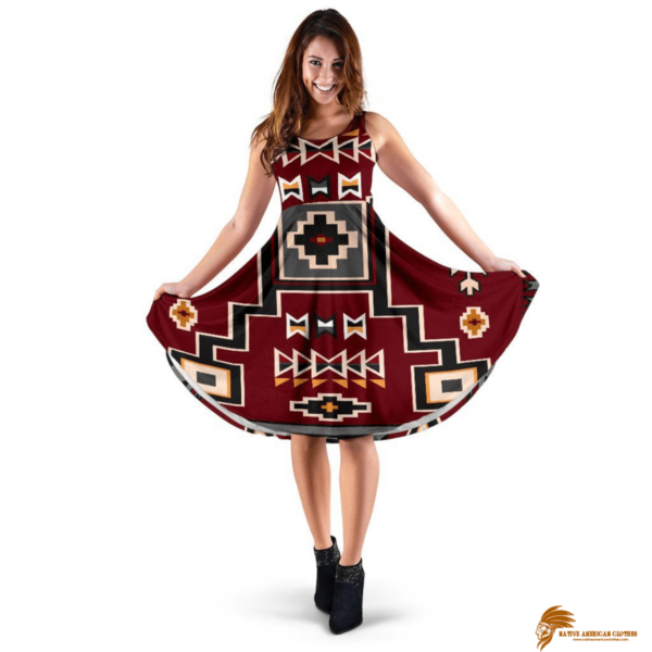 Patterned Red Native American 3D Dress