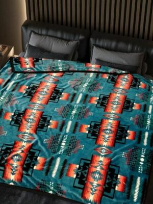 Patterned Reversible Blue Native Design Blanket