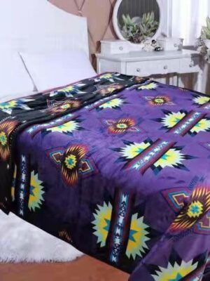 Patterned Reversible Purple Native Design Blanket