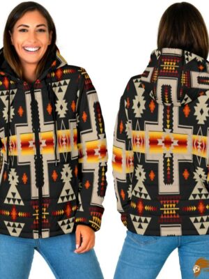 Patterned Tribe Design Women's Padded Hooded Jacket