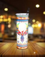 Patterned White Phoenix Rising Native American Skinny Tumbler