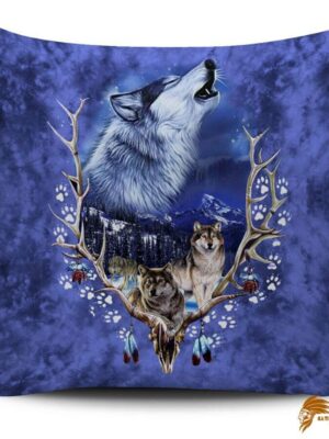 PILNAT016 Purple Wolf Native American Pillow Covers