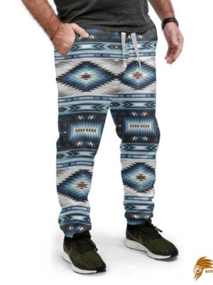 Plaid and Sporty Blue Patterns Sweatpants