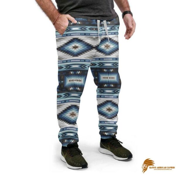 Plaid and Sporty Blue Patterns Sweatpants