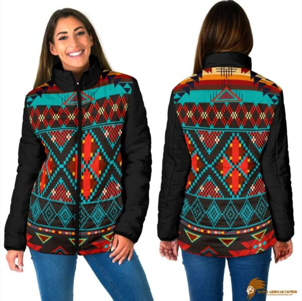 Plaid Dark Brown Red Pattern Women's Padded Jacket - New Arrival