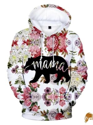 Pretty Mama Bear Flower Rose Mother's Day Gift All Over Hoodie