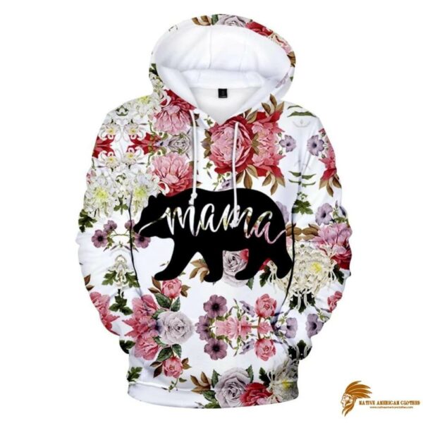 Pretty Mama Bear Flower Rose Mother's Day Gift All Over Hoodie