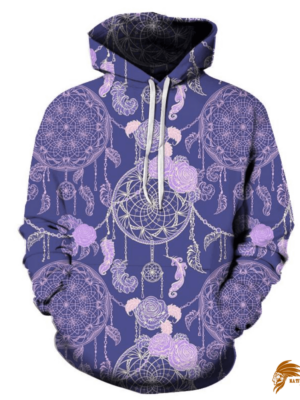 Purple Rose Dreamcatcher Native American All Over Indian Hoodie