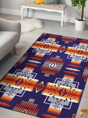Purple Tribes Pattern Native American Bath Rug with Exquisite Detailing