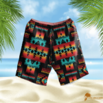 SHONAT017 Black Plaid Pattern Hawaiian Shorts