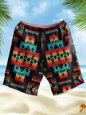 SHONAT017 Black Plaid Pattern Hawaiian Shorts