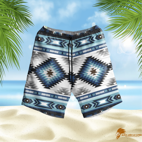 SHONAT018 Blue Colors Pattern Hawaiian Shorts