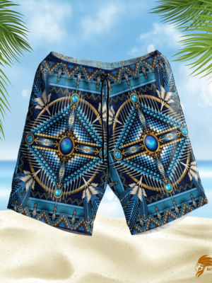 SHONAT023 Naumaddic Arts Blue Hawaiian Shorts