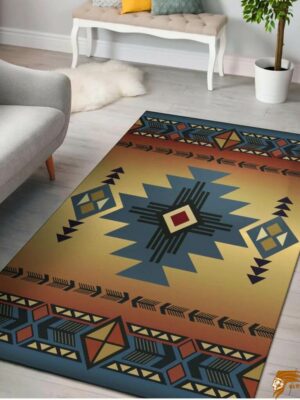 Southwest Blue Symbol Native American Vintage Area Rug