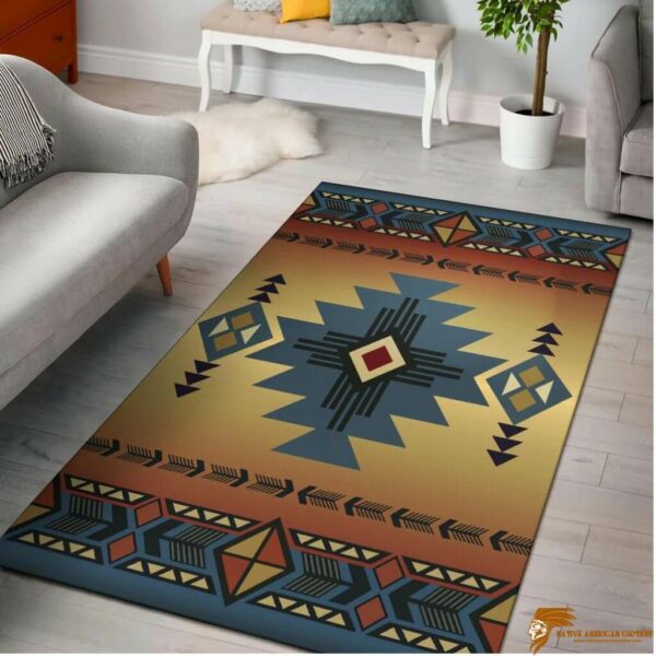 Southwest Blue Symbol Native American Vintage Area Rug