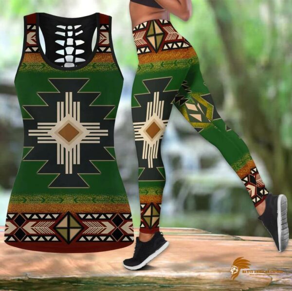 Southwest Green Symbol Native Tank Top and Leather Legging Set