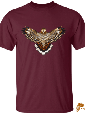 Sporty Print Beaded Red-Tailed Hawk T-Shirt