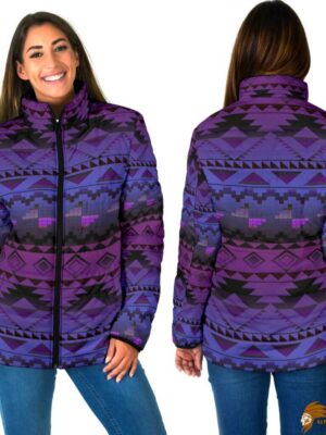 Sporty Purple Pattern Native Women's Padded Jacket