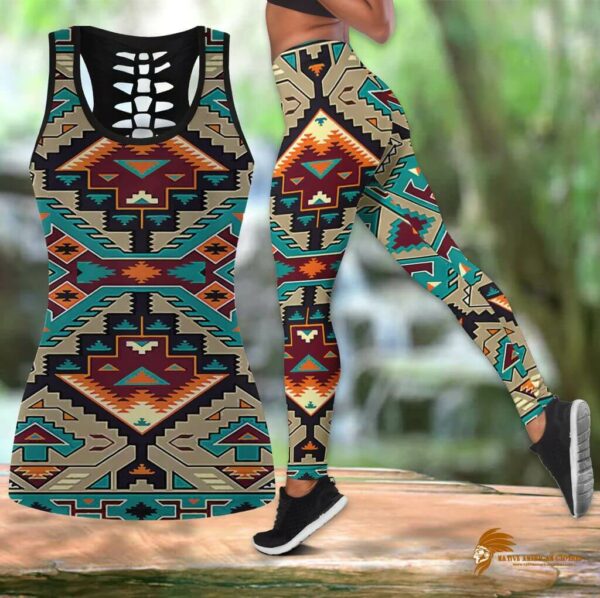 Stylish Native American Culture Patterned Tank Top and Legging Set