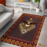 Sun Owl Dreamcatcher Native American Design Area Rug with Intricate Patterns
