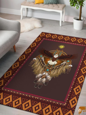 Sun Owl Dreamcatcher Native American Design Area Rug with Intricate Patterns