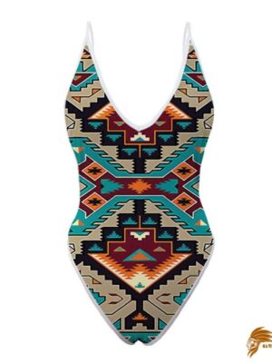 SWINAT004 Native American Culture Design Women’s One Piece High Cut Swimsuit