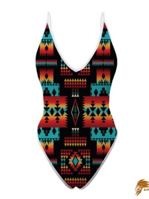 SWINAT008 Native Tribes Pattern Native American Women’s One Piece High Cut Swimsuit