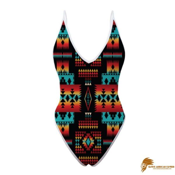 SWINAT008 Native Tribes Pattern Native American Women’s One Piece High Cut Swimsuit