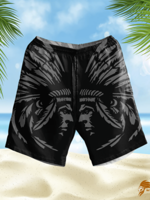 Traditional Men's Black Pattern Native Hawaiian Shorts