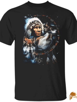 Traditional Patterned Chief & Wolf's Dreamcatcher T-Shirt