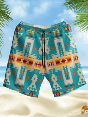 Turquoise SHONAT016 Design Hawaiian Shorts