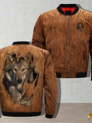 Unique Wolf of Wall Street Cast Wolf 3D Print Native Bomber Jacket