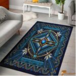 Vintage-Inspired Blue Native American Bath Rug by Naumaddic Arts