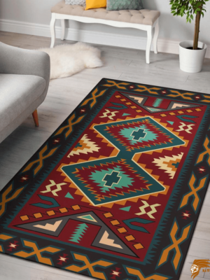 Vintage Native American Red Pattern Outdoor Rug