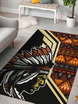 Vintage Print Brown Pattern Native Area Rug