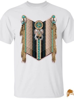 Vintage-Style Black and Cedar Native American Breastplate T-Shirt