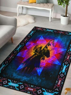 Vintage Wolf Escape Native American Pattern Rug