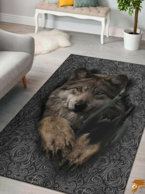 Vintage Wolf Escape Native American Pattern Rug